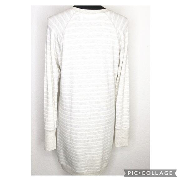 Athleta oatmeal white striped knit tunic asymmetrical hem dress size Medium - Picture 4 of 14
